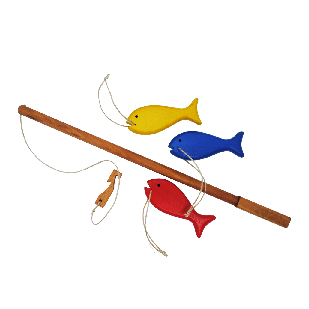 Fishing pole with 3 fish